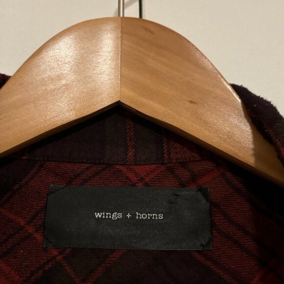 Wings + Horns Checked Plaid Zip Shirt - Small - Picture 10 of 11